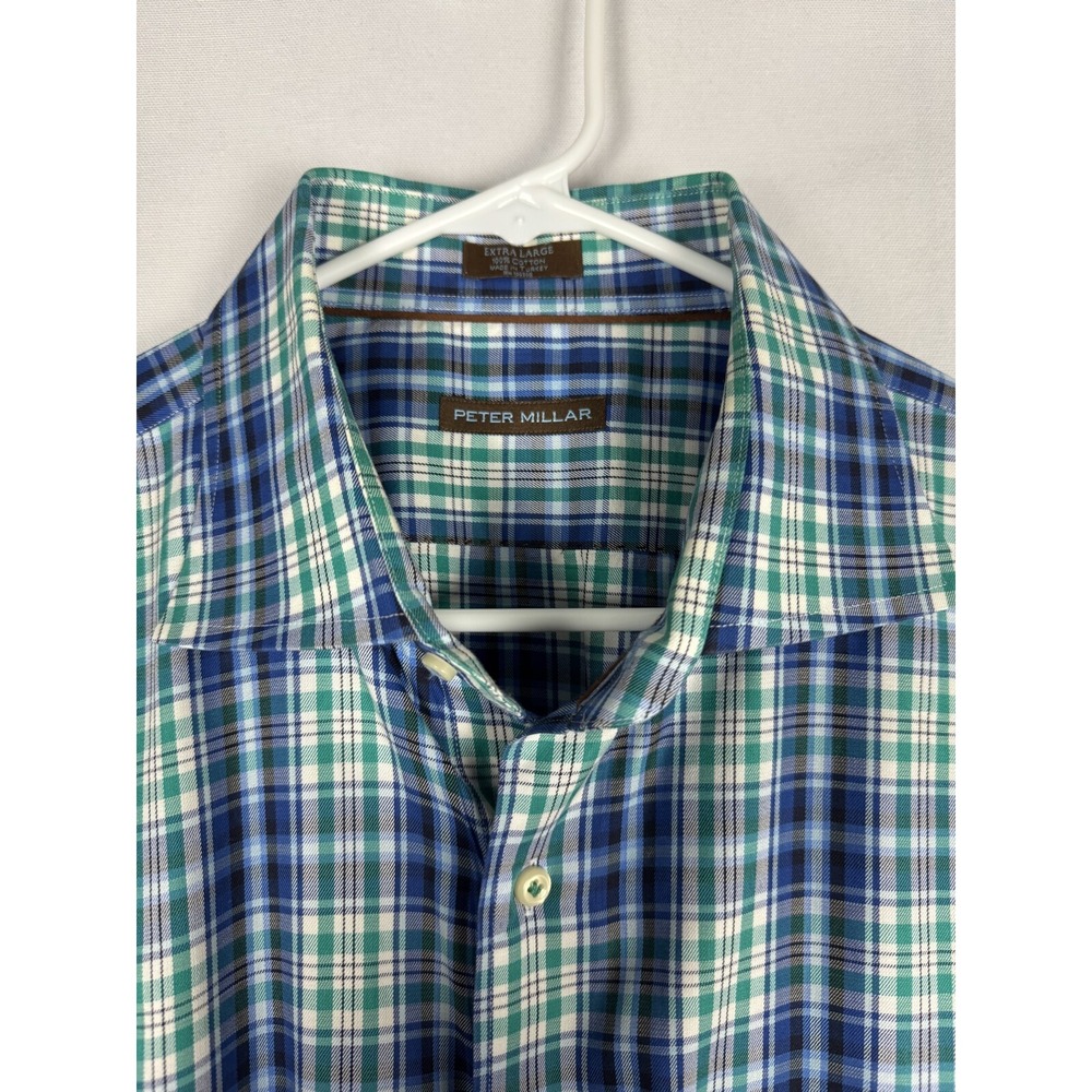 Peter Millar Shirt Mens XL Plaid 100% Cotton Button Up‎ Long Sleeve Casual - Picture 4 of 8